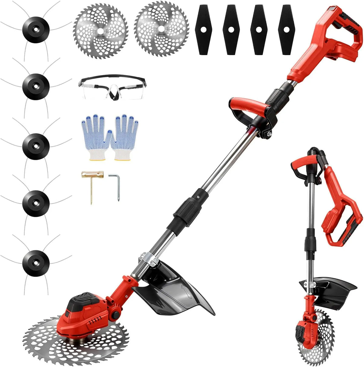 Makita débroussailleuse, largeur de coupe 24 cm, sans fil 21 V, manche télescopique de 100 à 140 cm, avec brosse de désherbage pour batterie