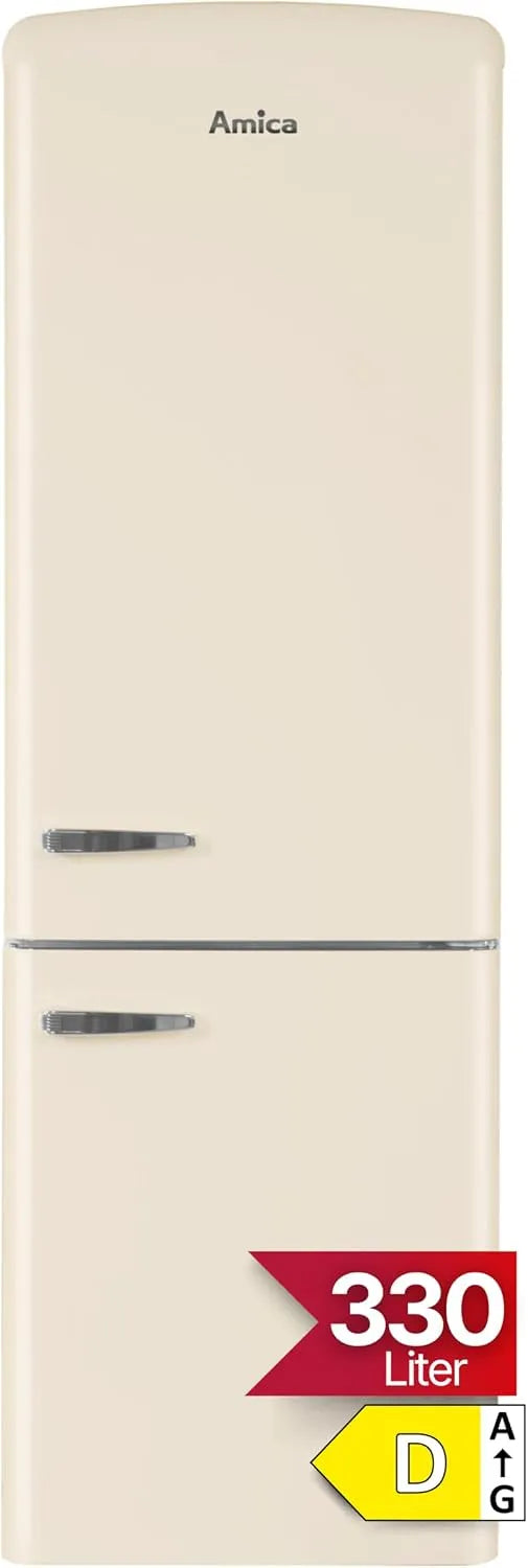 Amica réfrigérateur KGCR 387, 109 B Retro -congélateur, 200 cm de haut, 60 cm de large, capacité 330 l, EEK D, autonome, crème de café