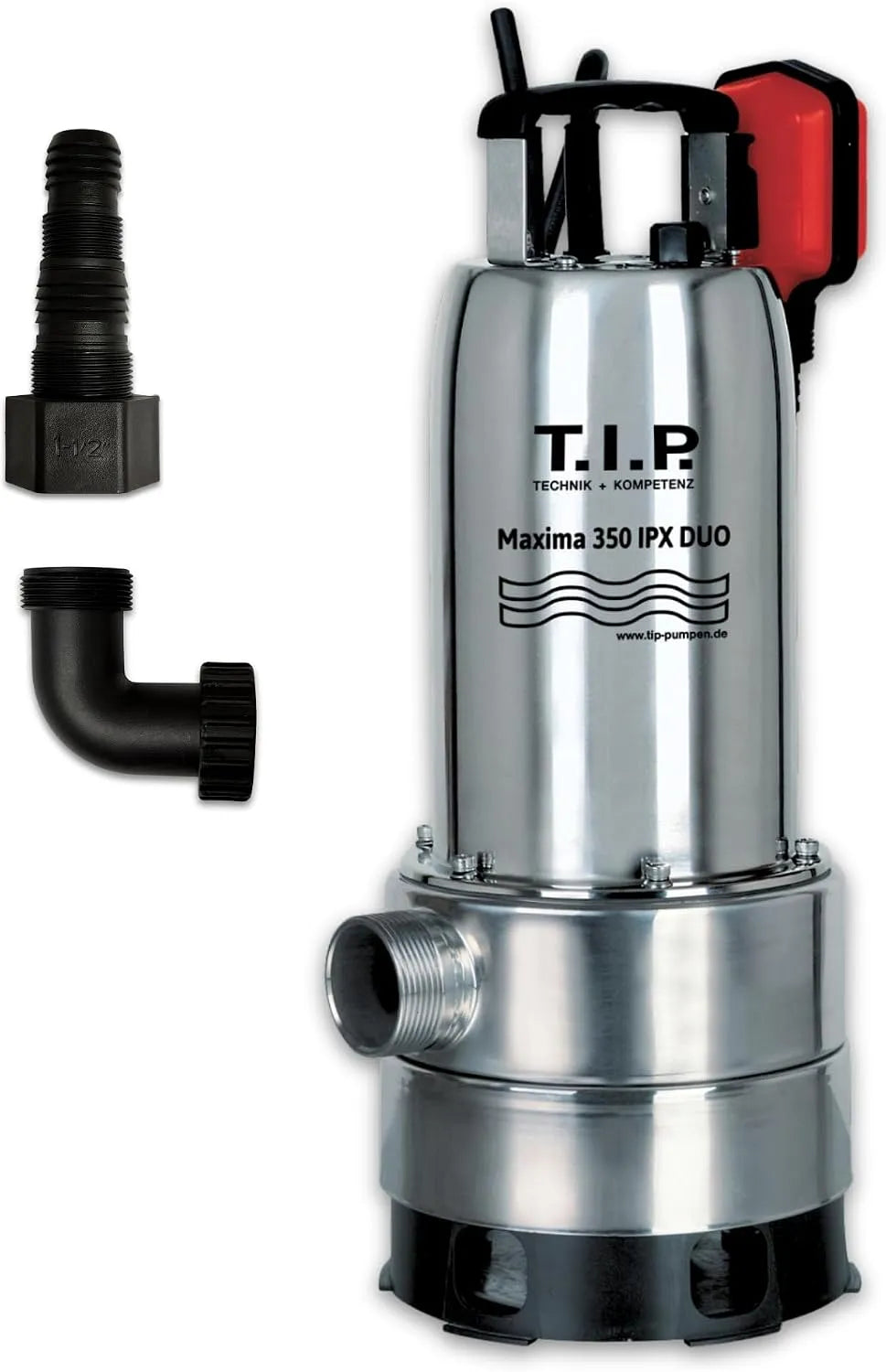 Pompe, T.I.P. Maxima 350 IPX Submersible pour Eaux Usées en Acier Inoxidable, Puissance nominale 800 Watts Couleur finition argenté