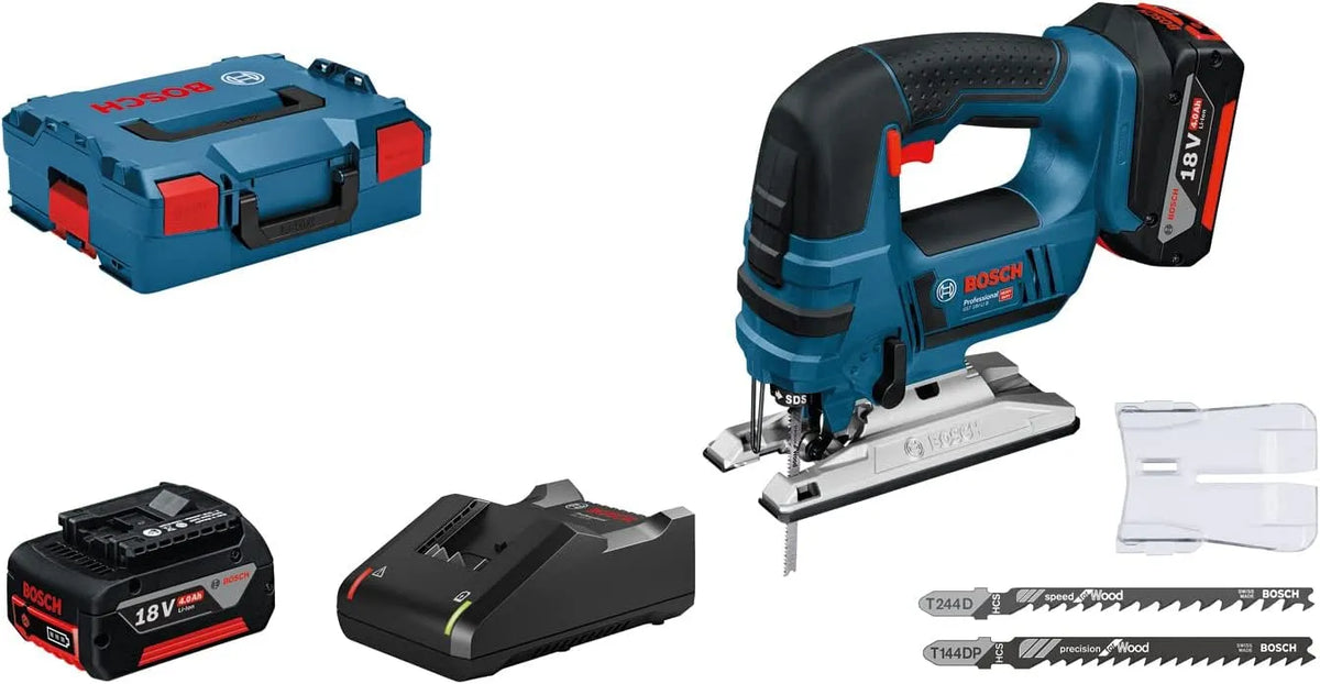 Bosch Professional 18V System scie sauteuse sans-fil GST B 18V-LI L-BOXX 136, avec 2 batteries 4,0 Ah, capacité 3 lames, chargeur rapide, dans