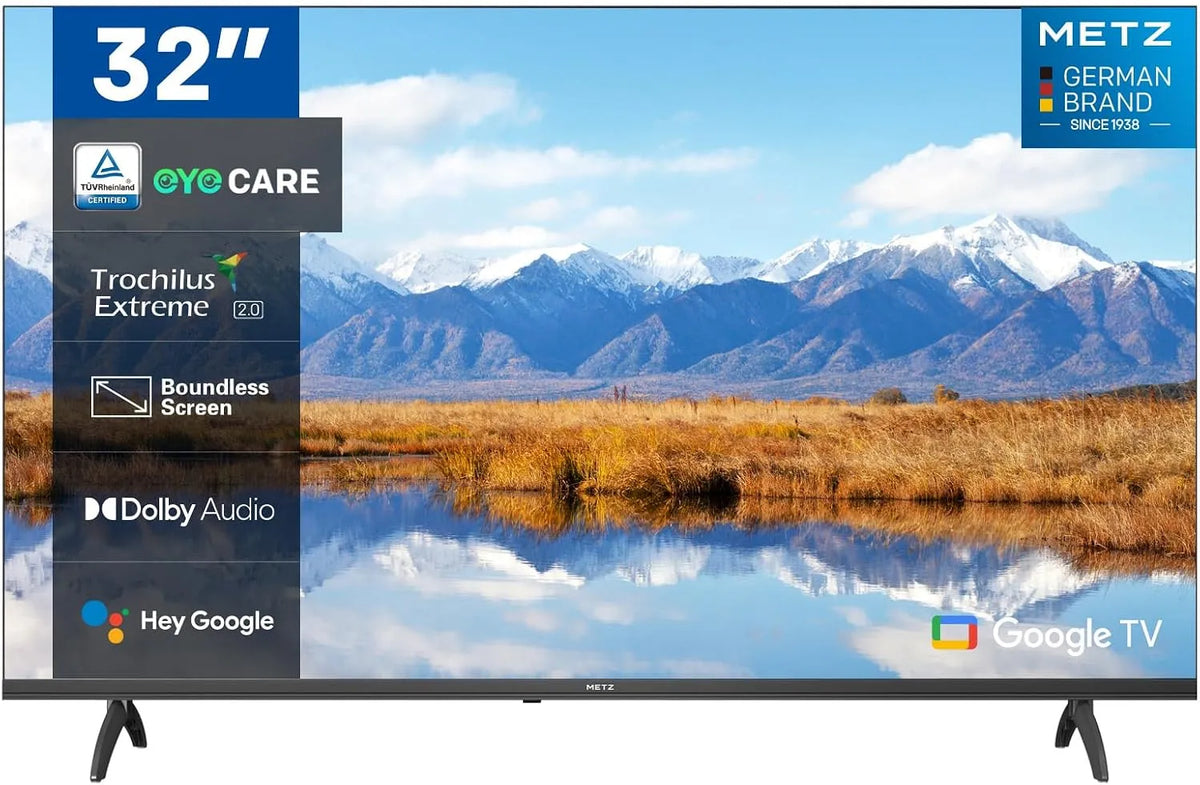 Smart TV MTE6000 HD 32 HDR 10 HLG Metz, largeur 80 cm, T2-S, S2 CI HDMI USB, Pouces, WiFi DVB C, modèle C