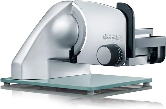 Trancheuse C20 GRAEF Classic, épaisseur de coupe 0-20 mm, universelle électrique, entièrement en métal, lame ondulée en acier inoxydable Ø 170 mm