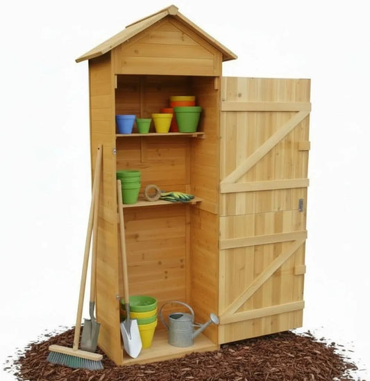 Abri de jardin, dimensions 79 x 49 x 190 cm, armoire de jardin, XXL avec toit pointu, en bois