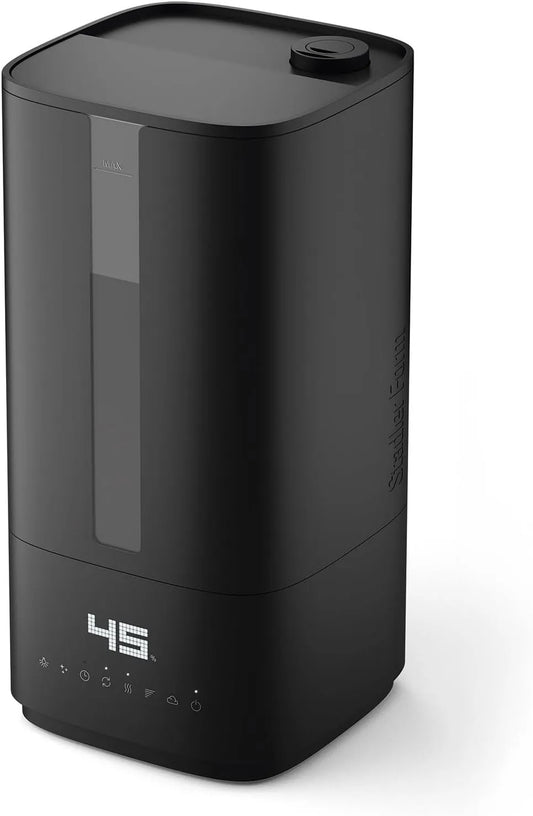 Humidificateur d'air Oliver Stadler Form, 6 niveaux, mode auto, petit, LEDs désactivables, finition noire, grandes pièces jusqu'à 60 m², silencieux