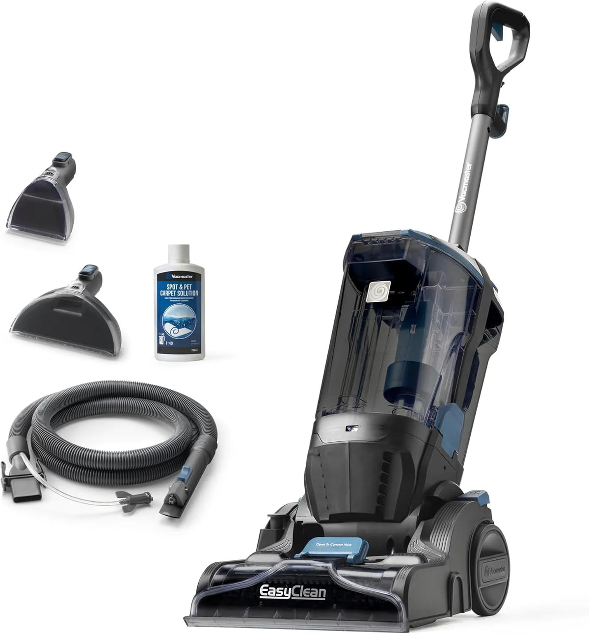 Aspirateur balai Vacmaster, Tapisserie et Escaliers, Nettoyeurs tapis et moquettes Lave et Élimine la Saleté, Bleu