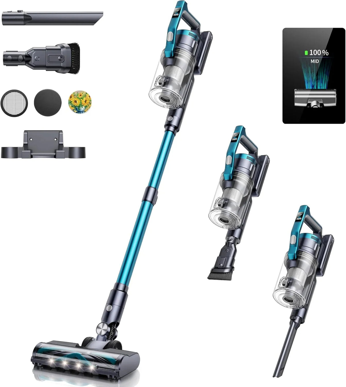 Aspirateur balai Multifonctions-450W/38KPa PowerClean-3 5L-Autonome, sans Fil Puissant-Conteneur 1 -Silencieux, capacité 1,5L