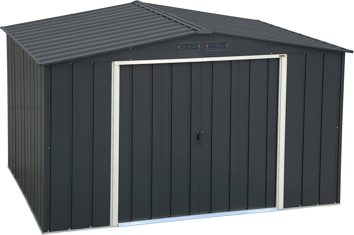 Abri de jardin ECO 10, en Métal Galvanisé à Chaud, Structure de Toit Renforcée, Anthracite, Duramax x 8, 7.28 m², Abri de Stockage d'Outils