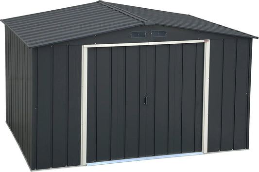 Abri de jardin ECO 10, en Métal Galvanisé à Chaud, Structure de Toit Renforcée, Anthracite, Duramax x 8, 7.28 m², Abri de Stockage d'Outils