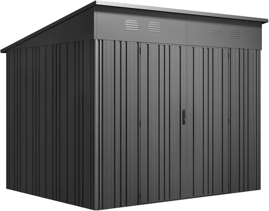 Abri de jardin Hoggar Y70 66m2, Cabane extérieur 256x221x215cm, Piliers en V, métal Pioneer, Structure autoportante, Portes renforcées