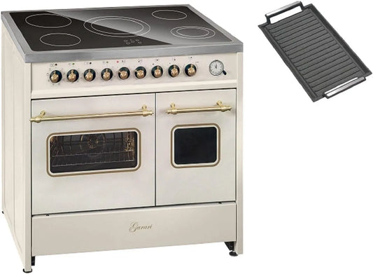 Cuisinière, électrique GCH E 912 DF Cr r + plaque de cuisson vitrocéramique 90 cm crème Range Cooker double four