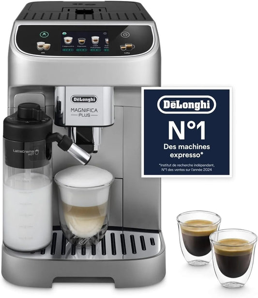 Machine à café ECAM322.70.SB, De'Longhi Magnifica Plus, 18 Boissons en une Seule Touche, Écran Touch Couleurs, Perfetto