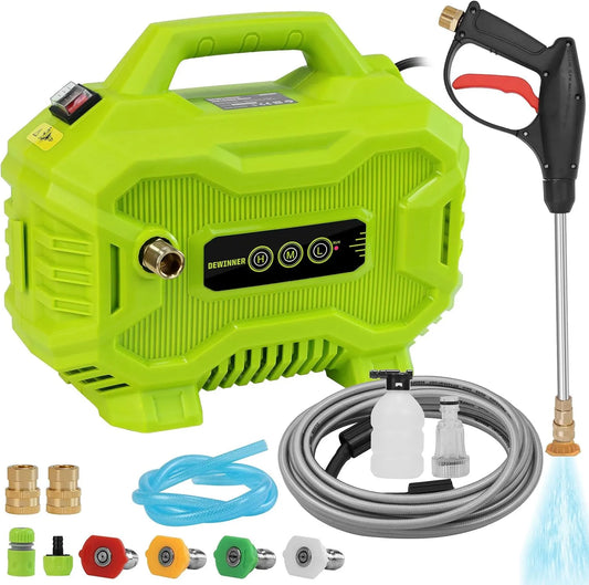 Nettoyeur haute pression DEWINNER, 130Bar, Mini Portable 1200W, Réglage à 3 niveaux de vitesse avec 4 Buses