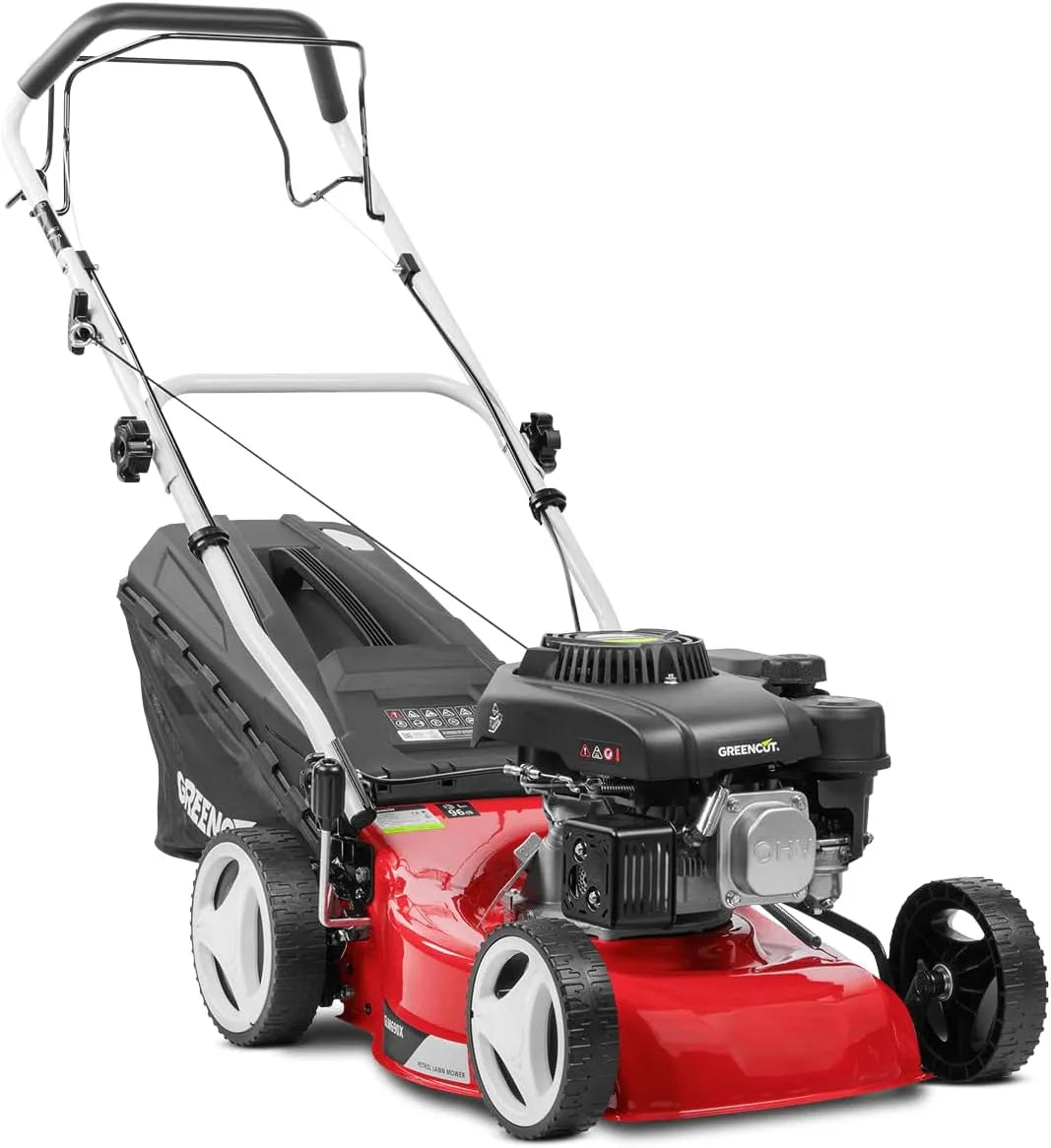 Tondeuse à gazon GLM690X 5cv GREENCUT, 4 Temps OHV, 17 Pouces, Hauteur de Coupe réglable, à Essence 132cc, Sac de ramassage de 45L