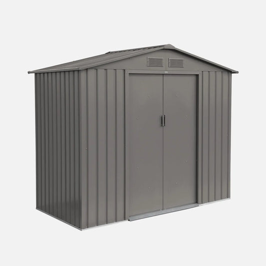Abri de jardin, avec Double Portes coulissantes. kit de Fixation Sol Inclus. L 213 x P 131 x H 185cm, Houtland. 2.71 m² Beige, en métal