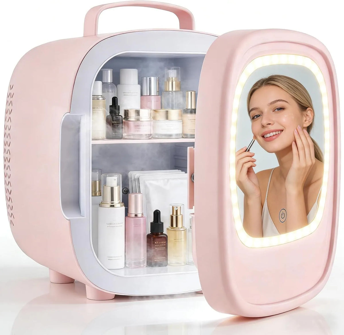 Réfrigérateur, Mini Frigo Cosmetique Avec Miroir LED, Mini au format au format portable pour Voiture, Dortoir, Mini Frigo pour Chambre 6L, Bureau