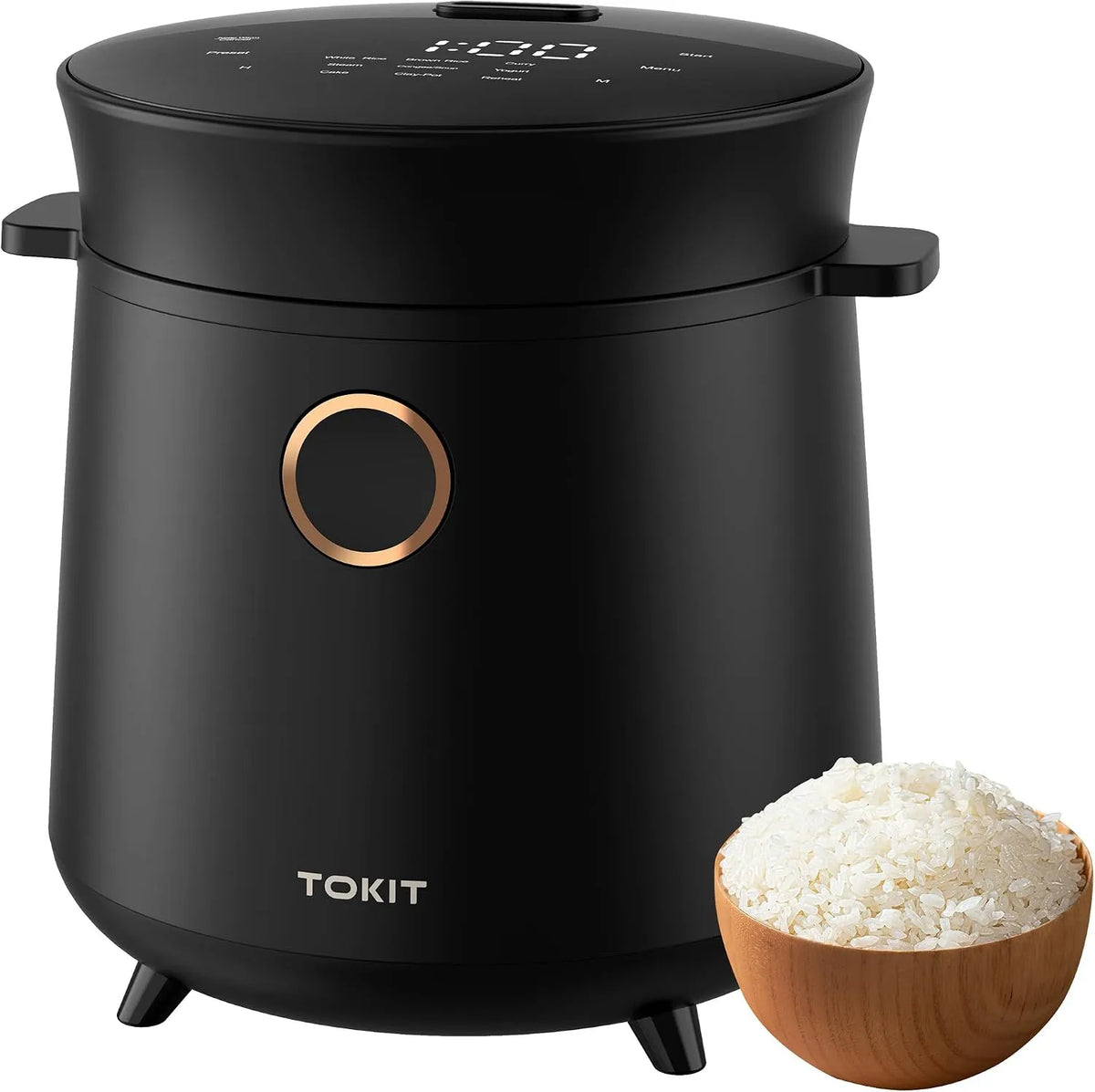Cuiseur à Riz Portable avec 9 Fonctions et Minuterie 24h TOKIT Mini-Cuiseur, à Riz 1,5L pour 1-2 Personnes, Dortoirs et le Plein Air