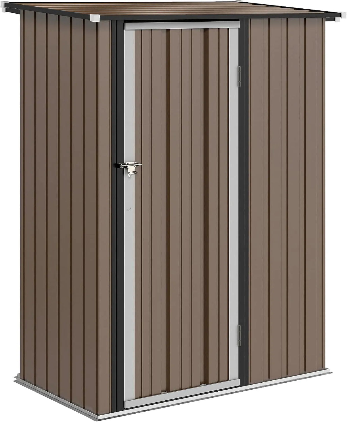 Abri de jardin Outsunny, 1 m², dimensions 142 x 86 x 189 cm, Acier galvanisé Marron, abri à Outils, cabanon Porte verrouillable