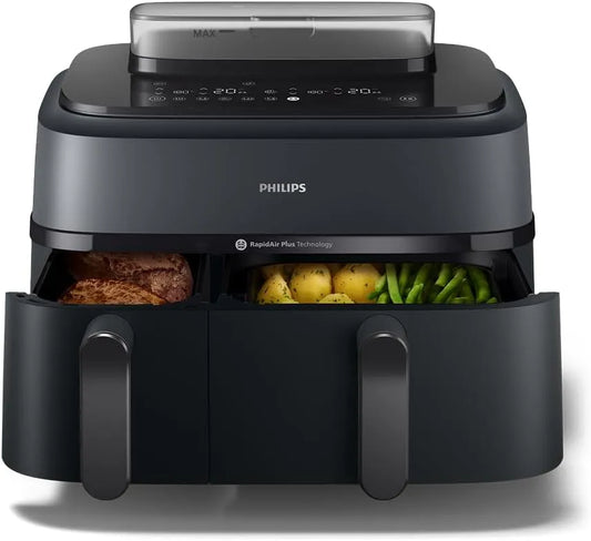 Philips modèle, Airfryer Série, 19 modes de cuisson 5000 NA550/00, Air Fryer double panier avec cuisson vapeur, AirSteam, HomeID, capacité 9L