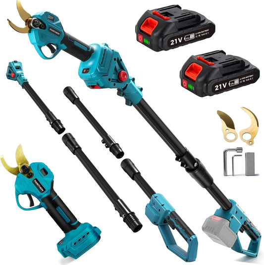 À fonctionnement à fonctionnement sans fil avec Perche télescopique Sécateur Électrique, 45mm Secateur à Batterie Professionnel Secateur de Jardin