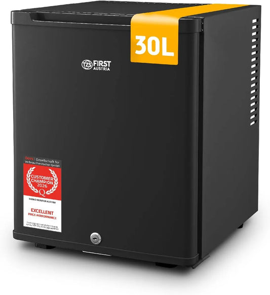Réfrigérateur, TZS First Austria, Petit mini-frigo avec porte réversible et lumière intérieure, Mini 30L complètement silencieux, bureau