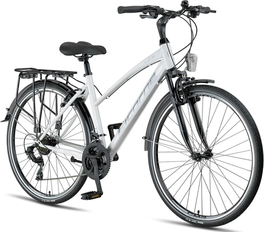 Vélo Licorne Bike, de trekking de de 28 pouces, Dérailleur Shimano 21 niveaux de vitesse, Life-L-V., Pour garçons, filles, femmes et hommes, VTT