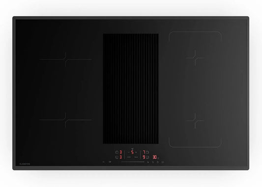 Klarstein plaque de cuisson, Velaire Induction Avec Hotte Intégrée, 4 Zones, puissance 8400W Boost, largeur 80cm, Curseur Tactile, Minuterie