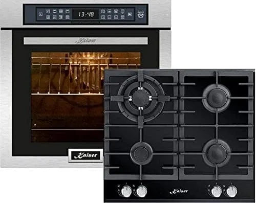 Four EH 6306 R KCG 6380 Kaiser Set, puissance 3,8kW WOK avec adaptateur WOK, verre finition noire