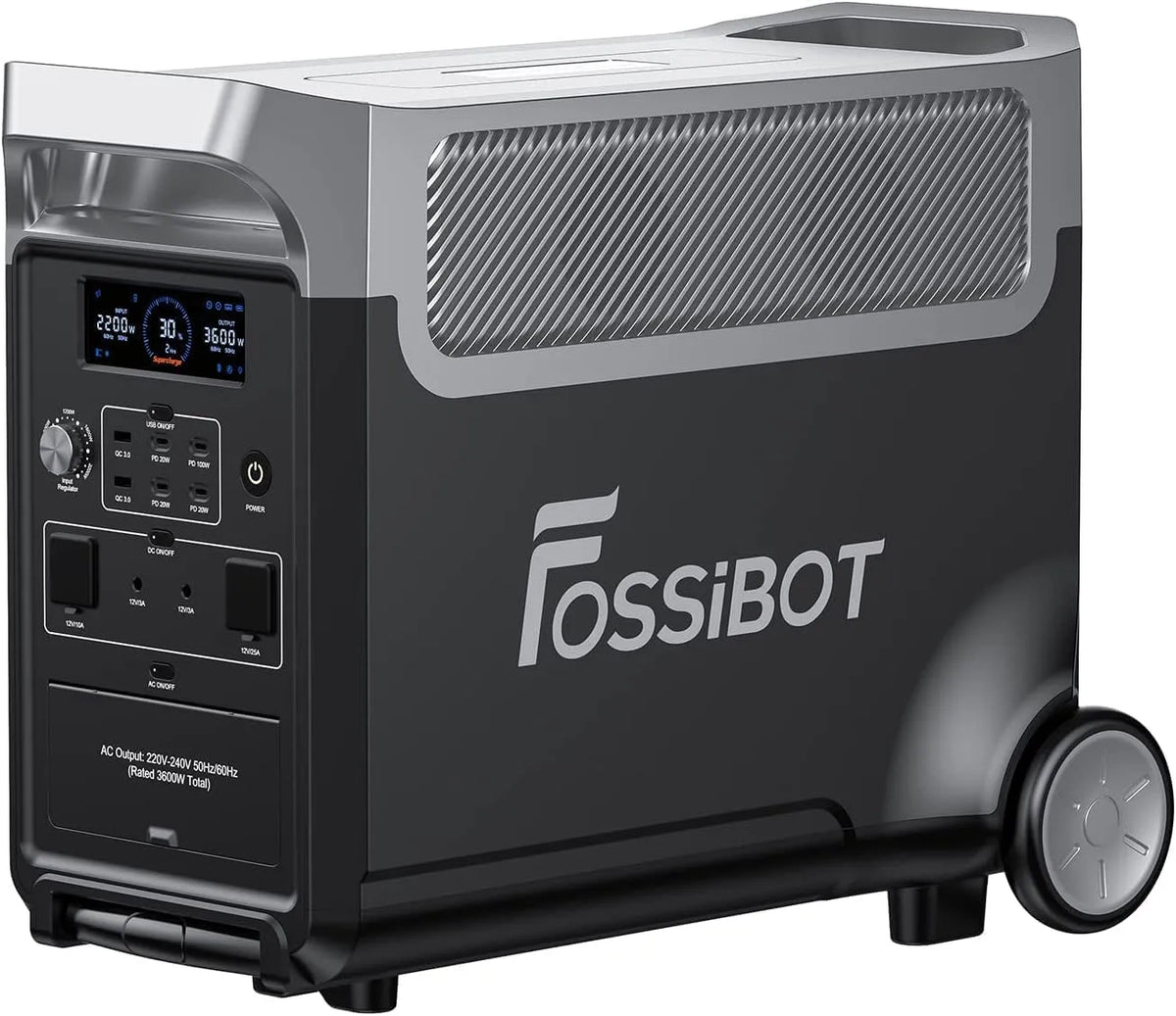 Générateur électrique F3600 LiFePO4 CA 230 V FOSSiBOT Pro, FOSSiBOT Pro Solaire Portable, Station Électrique Portable, camping, crête 7200 W