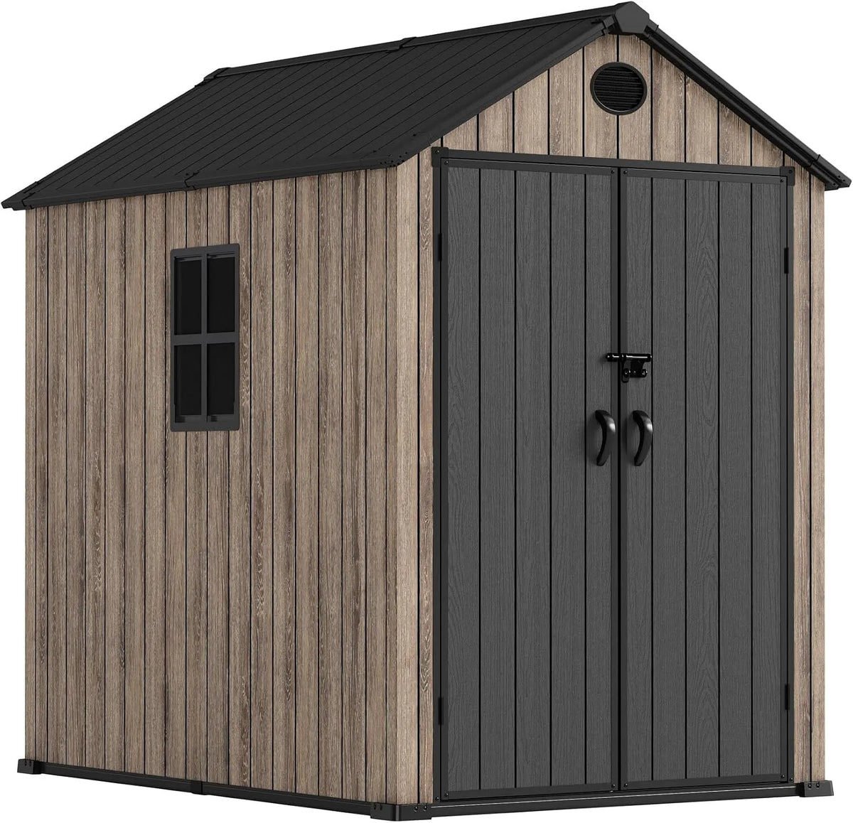 Abri de jardin Hoggar O40, Aspect bois, Fenêtre latérale, Protection UV et imperméable, aérations, en résine 3,62 m² Oak, Sol inclus