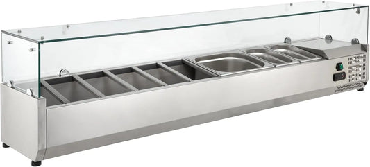 Saladette réfrigérée, à poser ECO 5 x GN 1/4 avec vitre, CHR Fournitures de la restauration