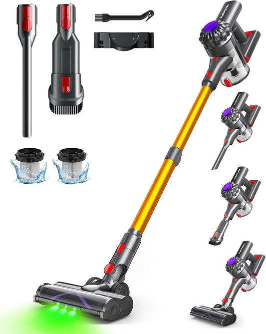 Aspirateur balai, 35kPa Aspirateur sans Fil 6 en 1,35 Minutes d'Autonomie avec Batterie Amovible, pour Le Nettoyage de Tous Types de Sols et Tapis