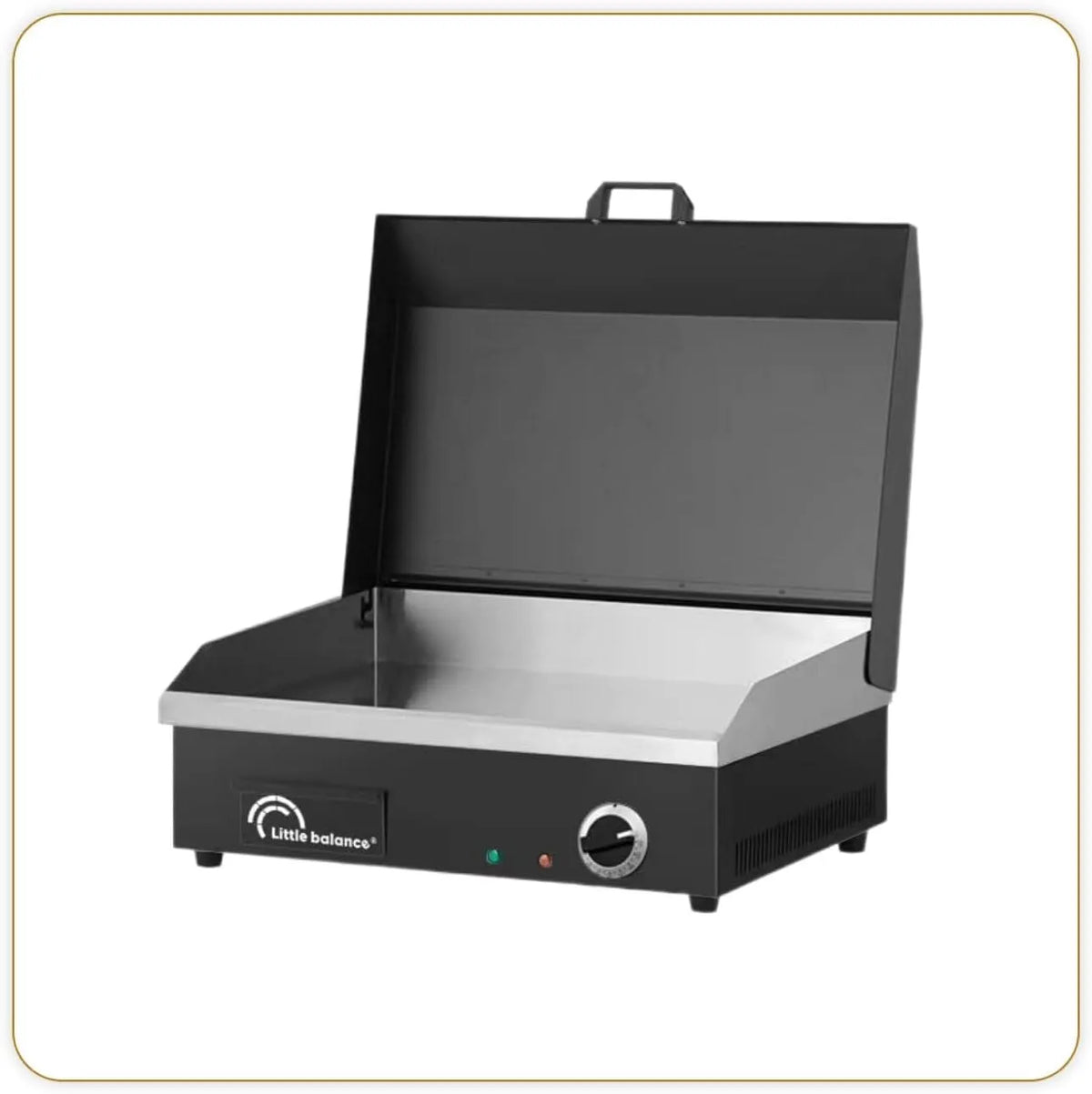 Plaque de cuisson BALANCE 8668, puissance 2900 W, LITTLE Snack Plus Black Edition, de cuisson acier anti-adhésive 8mm, Couvercle, finition noire