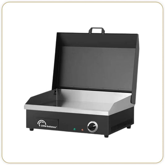 Plaque de cuisson BALANCE 8668, puissance 2900 W, LITTLE Snack Plus Black Edition, de cuisson acier anti-adhésive 8mm, Couvercle, finition noire