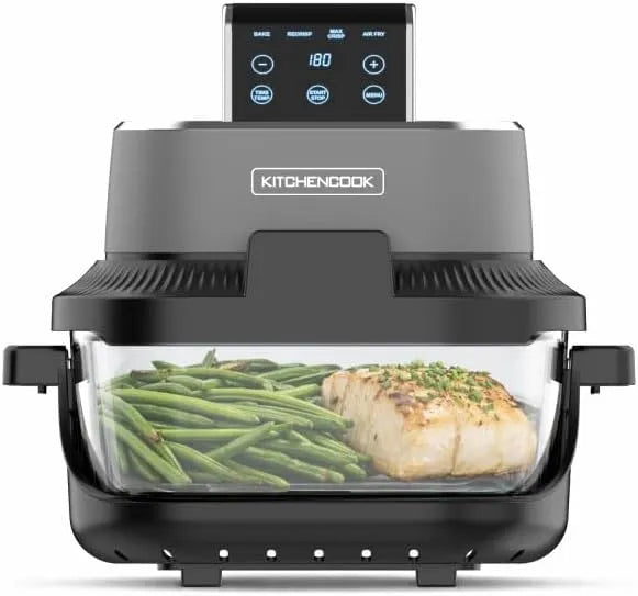 Friteuse à air chaud Kitchencook - Crispx, 4 Programmes, 2 Récipients En Verre, puissance 1500w, Panoramique