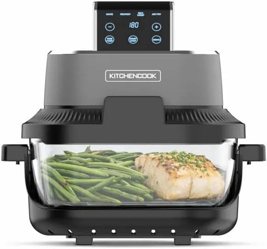 Friteuse à air chaud Kitchencook - Crispx, 4 Programmes, 2 Récipients En Verre, puissance 1500w, Panoramique