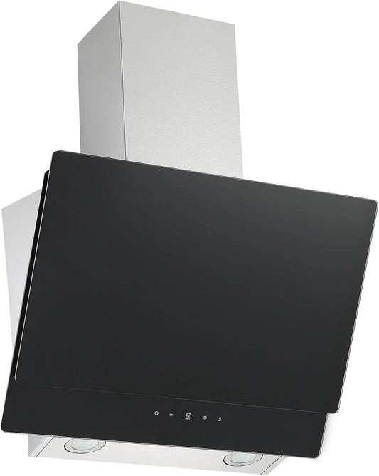 Respekta hotte aspirante CH77060SA, inclinée 60 cm, 53-66 dB, Fonction d'évacuation et de recyclage de l'air, sans tête