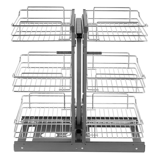 Vevor, Panier de Rangement en Acier au Carbone Chromé Magique, Organisateur Coulissant d'Angle à Ouverture de 38 cm de Largeur, Maison