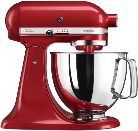 KitchenAid robot pâtissier, Batteur avec 3 accessoires et Bol inox de 4,8 L, Artisan, Robot cuisine multifonctions à tête inclinable, Rouge empire