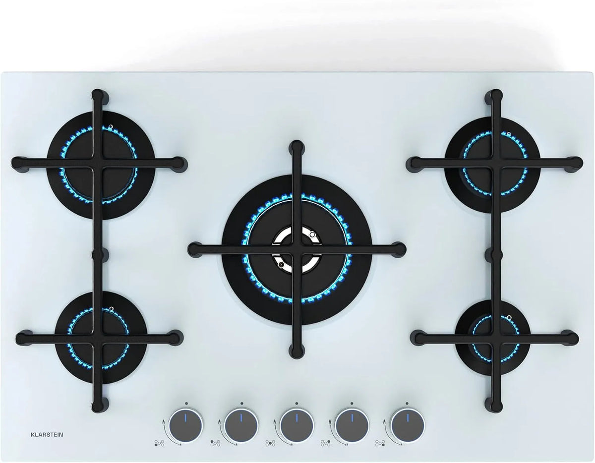 Klarstein plaque de cuisson 4kW-1kW, dimensions 76x13x50 cm, Verre Trempé, Sécurité Anti-Défaillance, finition blanche, Illuminosa 5 De Cuisson Gaz