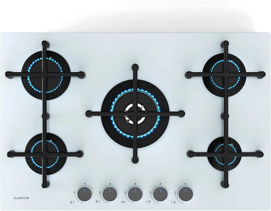 Klarstein plaque de cuisson 4kW-1kW, dimensions 76x13x50 cm, Verre Trempé, Sécurité Anti-Défaillance, finition blanche, Illuminosa 5 De Cuisson Gaz