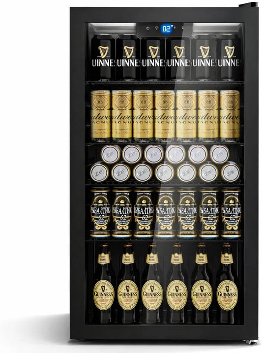 Réfrigérateur TRIUMPHKEY, à Boissons 95 L avec Refroidissement Uniforme et Sans Givre, Capacité 130 Canettes, Bureau et Maison, 4 Étagères Réglables