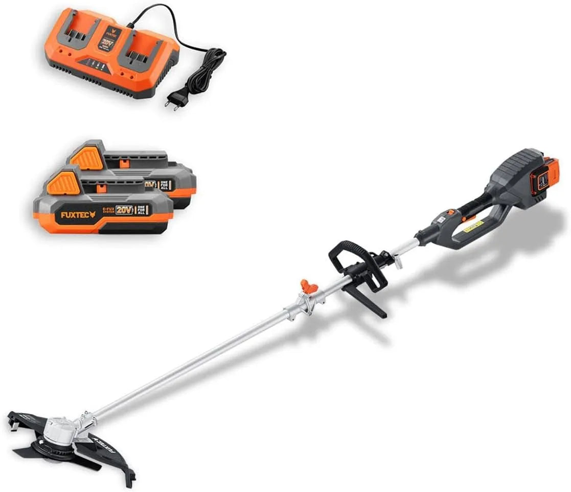 Fuxtec débroussailleuse 2x20V FX-E2MSSET 5-35cm, poids 10Kg, Batterie, Lame Et Fil, Largeur De Coupe 25, Jusqu'à 6000 TR/Min