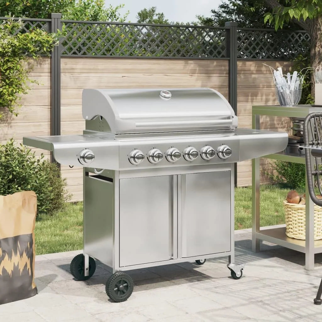 Barbecue à gaz 367594 Générique, avec 7 brûleurs finition argentée Acier Inoxydable, Électroménager de Cuisine, Barbecues