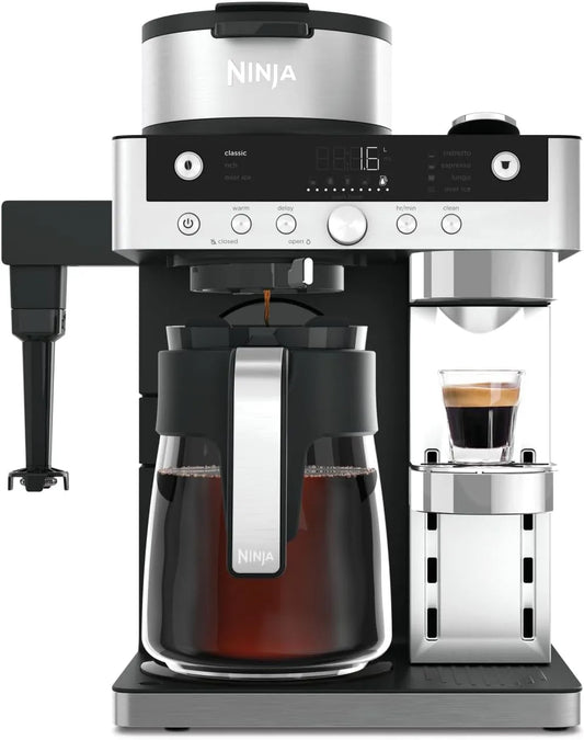 Ninja machine à café CFN802EU, Prestige filtre et capsules 2-en-1 Prestige avec buse à lait intégrée, pour réaliser lattes, finition noire