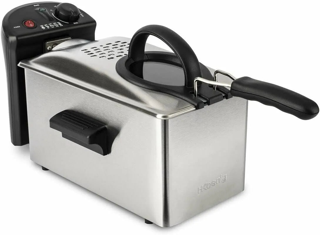 Modèle à panier amovible DFX300 H.Koenig Friteuse, Capacité 3L d'huile, Filtre anti-odeur, Puissance 2100 W, à panier amovible, Acier Inoxydable