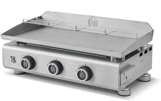 Plaque de cuisson, puissance 7,95 KW, 3 brûleurs, Grille de réchauffement, Tiroir Graisse avec jauge de niveu, Inox de 67 x 34 cm, Jusqu'à 10 convives