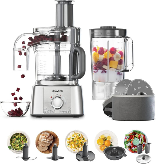 Kenwood robot de cuisine FDP65.820SI, puissance 1000W, 2 niveaux de vitesse Plus Pulse, Bol d'une Capacité de 3 L