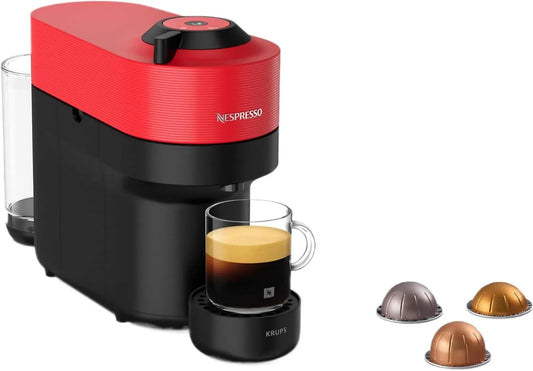 Krups Nespresso cafetière XN9205, 35% plastique recyclé, VERTUO Pop à capsules Machine à expresso, 4 tailles tasses, Spicy Red