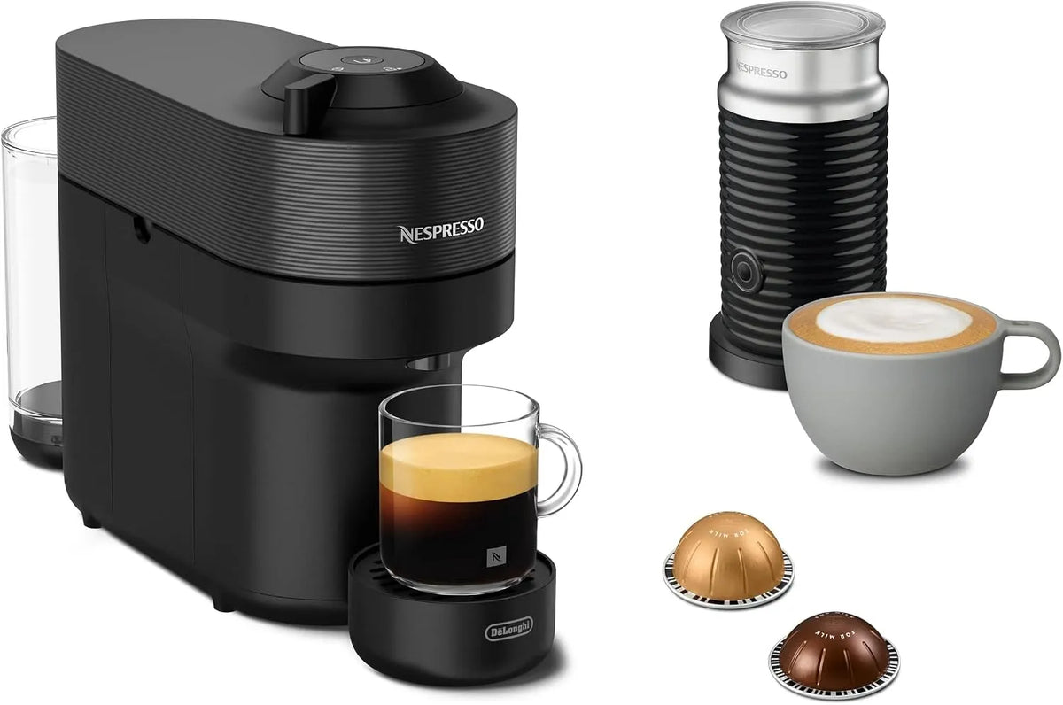 De'Longhi Nespresso machine à café ENV90.BAE, Capsules avec Mousseur à Lait, 4 Tailles de Tasses, Vertuo Pop, Technologie Centrifusion, finition noire