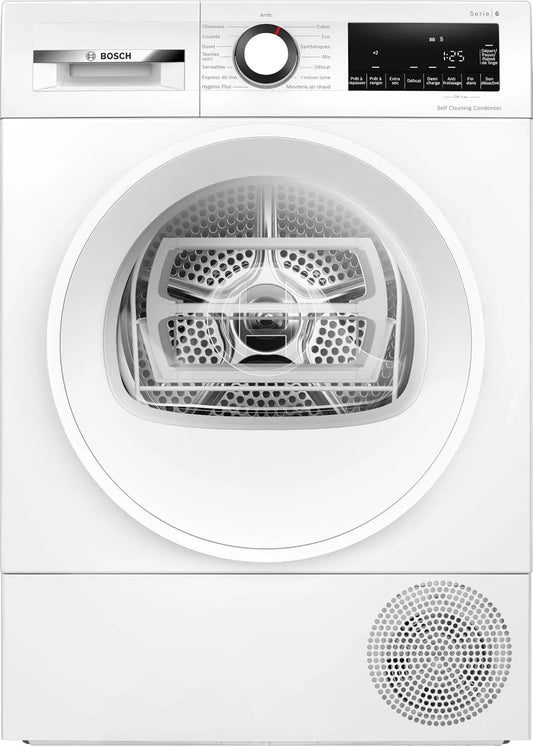 Bosch pompe WQG13500FR, Série 6, Sèche linge, poids 9 kg, à chaleur, finition blanche